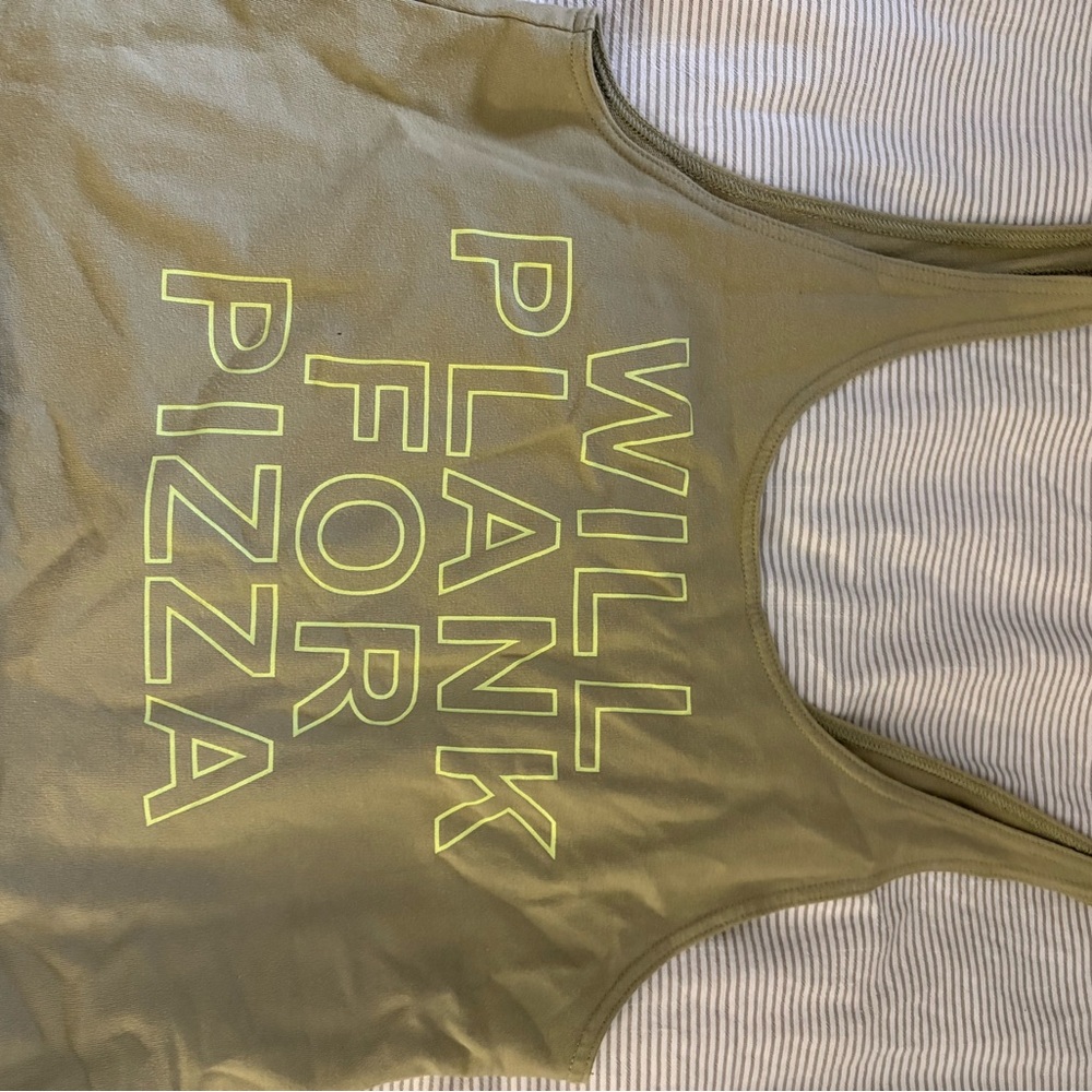 Aerie Olive Tank Top with Neon Yellow Text